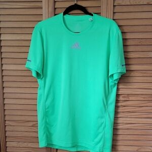 Adidas Climalite Neon Green Running Moisture Wicking Mens Performance T-Shirt M